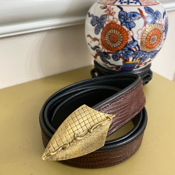 Vintage QUIN Cast Bronze Croc-Embossed belt